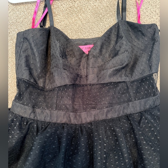 Bestie Johnson Black Tulle Bustier Tiered Midi Dress Size L NWOT - Picture 7 of 7